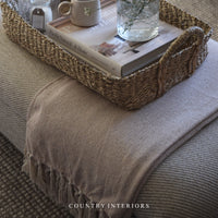 Cream / Malva Throw with Tassels