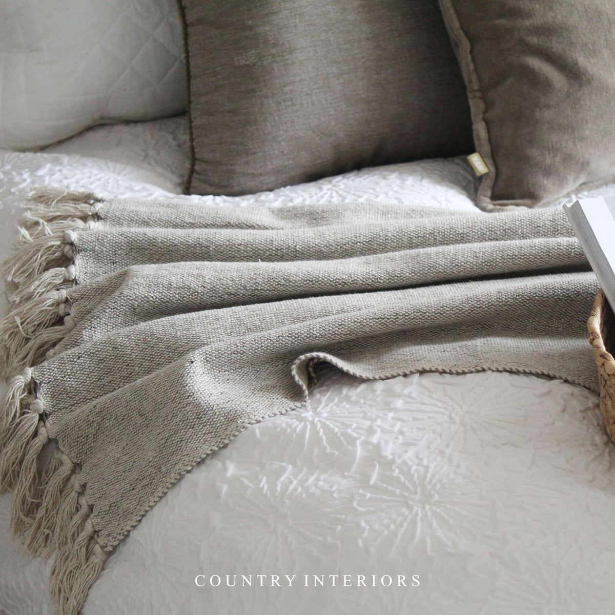 Cream Throw with Tassels - Due End of May