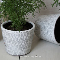 Set of Three Ceramic Plant Pots - Faded Grey