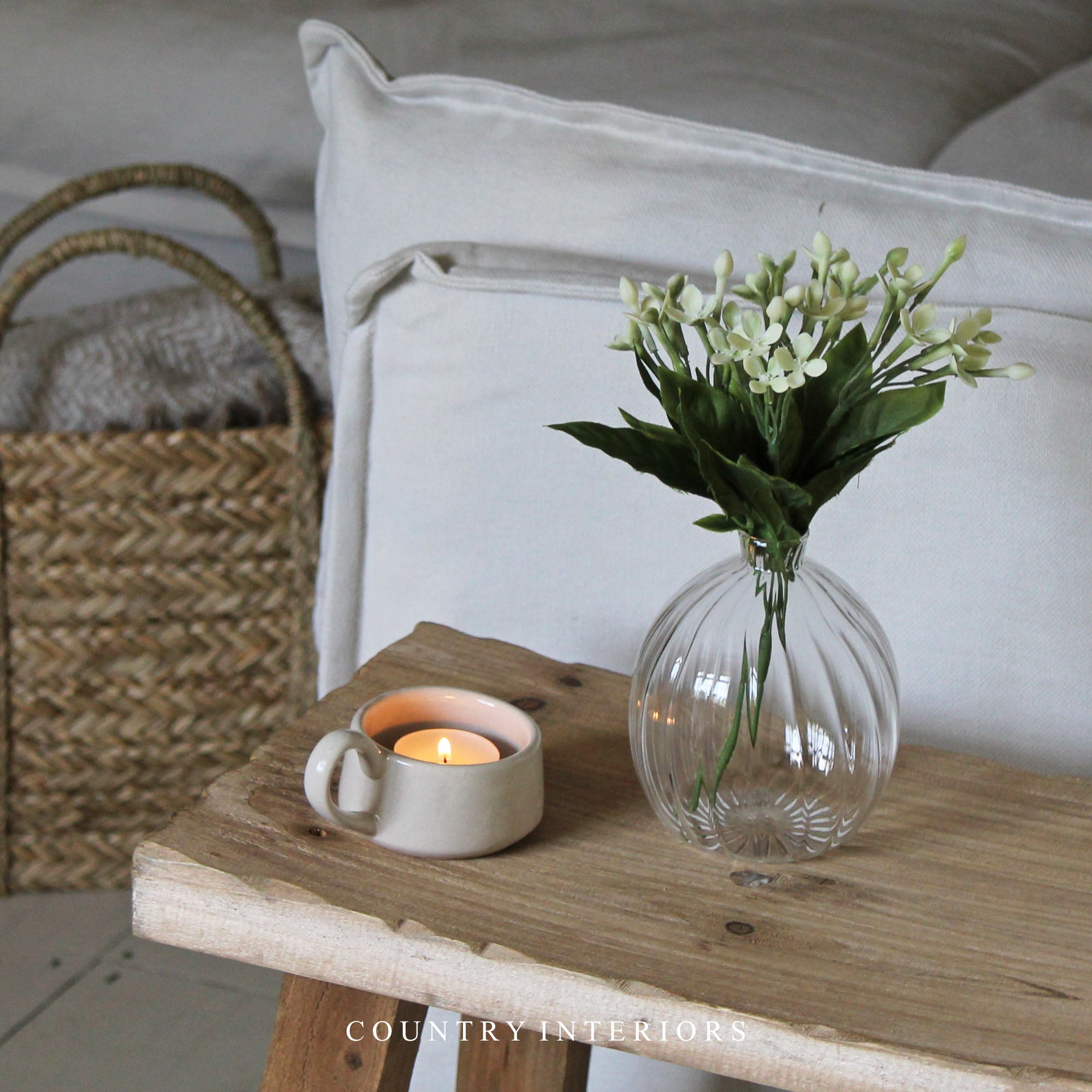 Stoneware Tealight Holder - Milk White