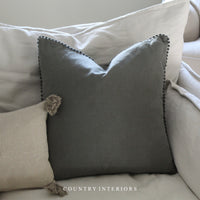 Lace Edge Green Cushion Feather Inner