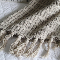 Cream Throw with Stripes and Tassels