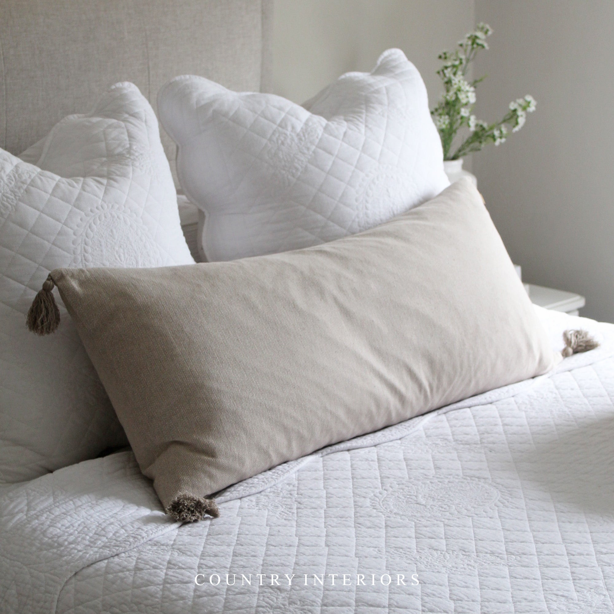 Herringbone Cushion in Taupe Feather Inner