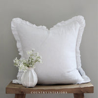 White Ruffle Cushion Feather Inner