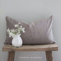 Velvet Cushion in Taupe Feather Inner