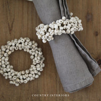 White Berry Napkin Rings - Set of Two