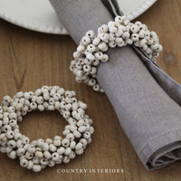 White Berry Napkin Rings - Set of Two