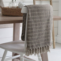 Cream Throw with Stripes and Tassels