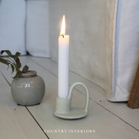 Stoneware Candle Holder - Milk White