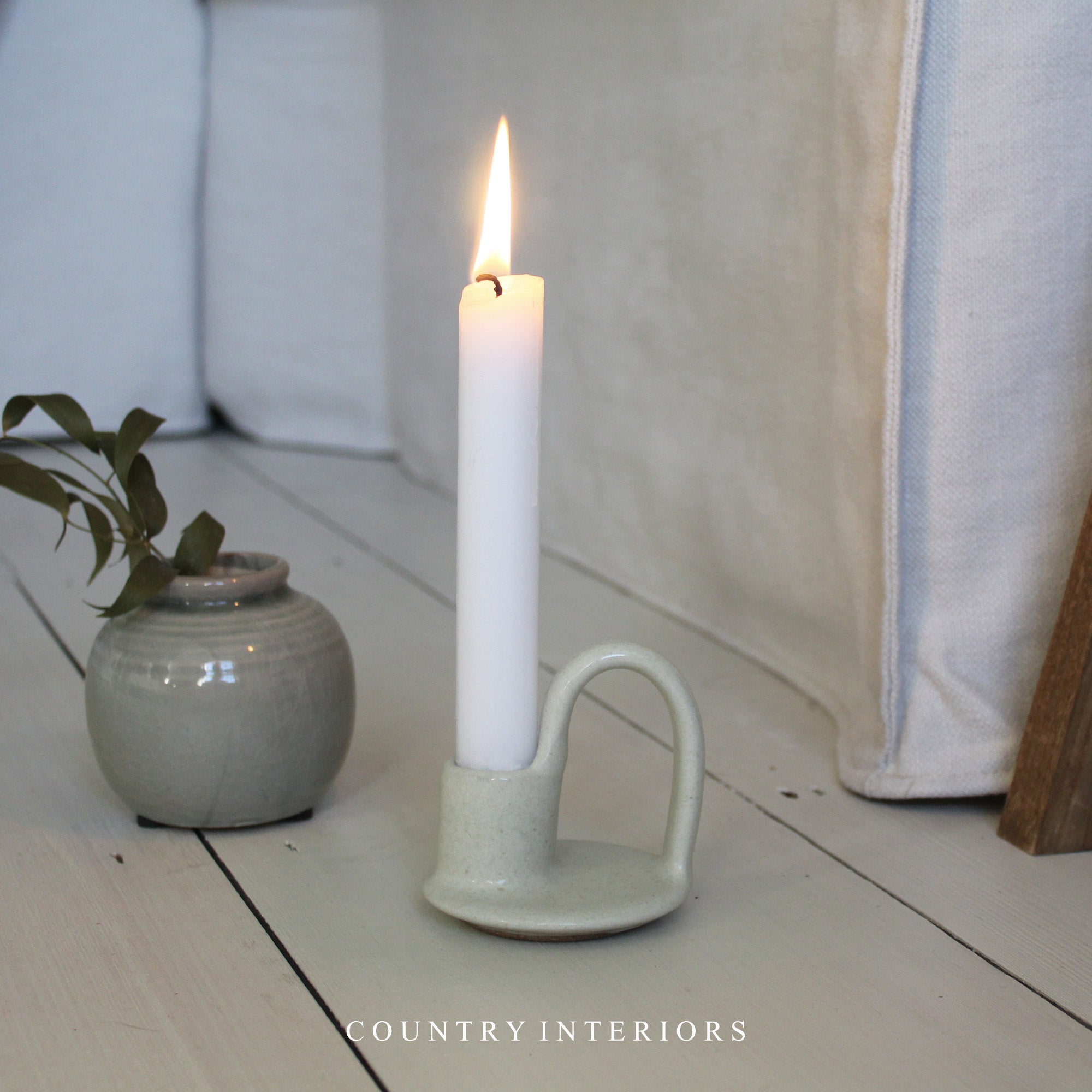 Stoneware Candle Holder - Milk White