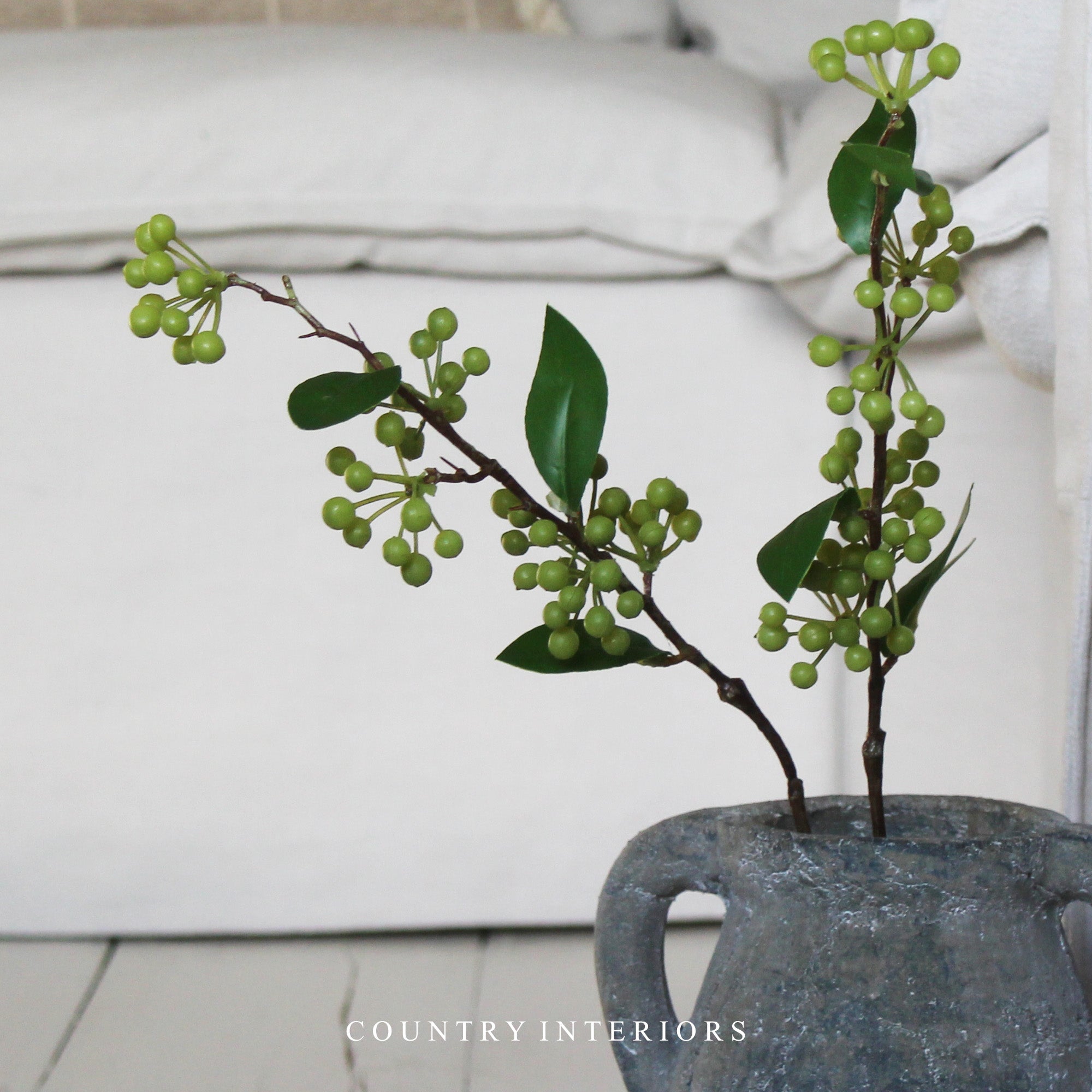 Tall Green Berry Spray - 69cm