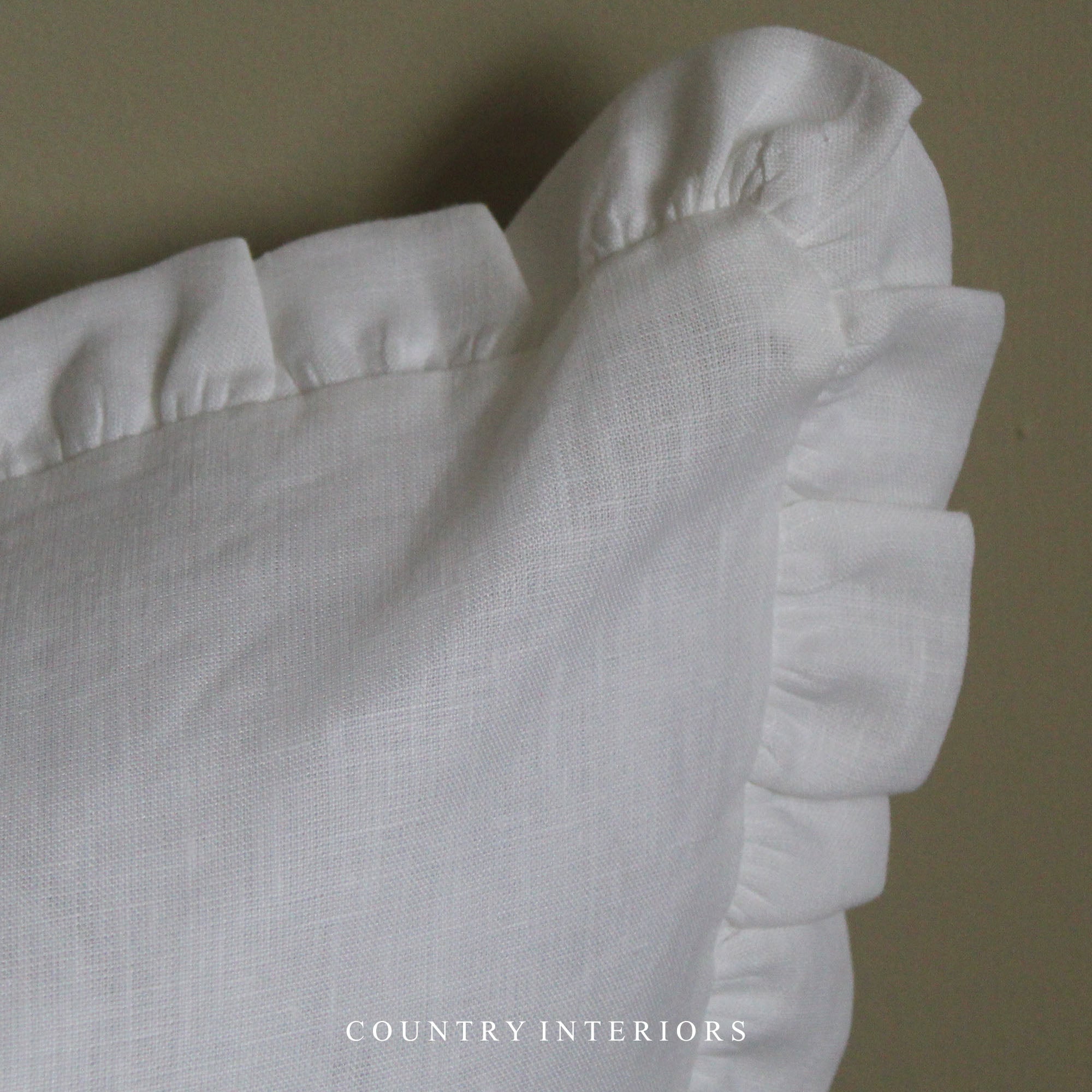 White Ruffle Cushion Feather Inner
