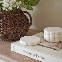 White Marble Scallop Coasters - Set of Four