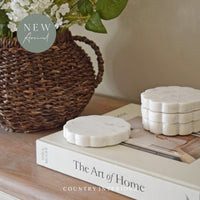 White Marble Scallop Coasters - Set of Four