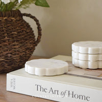 White Marble Scallop Coasters - Set of Four