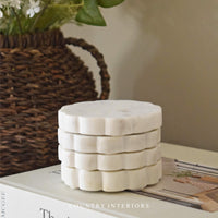 White Marble Scallop Coasters - Set of Four