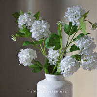 Faux Snowball Viburnum Spray in Cream - Five Heads