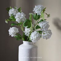 Faux Snowball Viburnum Spray in Cream - Five Heads