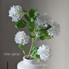 Faux Snowball Viburnum Spray in Cream - Five Heads