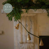 Antique Brass Bell Garland on Velvet Ribbon