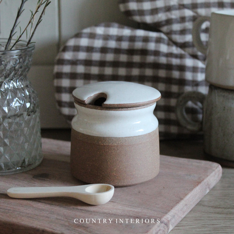 Stoneware Sugar Pot with Spoon