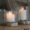 Stripe Glass Candle Holder with Wooden Base - Two Sizes