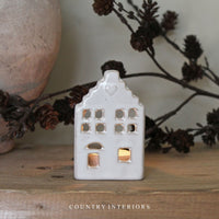 White Ceramic Tealight House - Two Designs