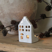 White Ceramic Tealight House - Two Designs