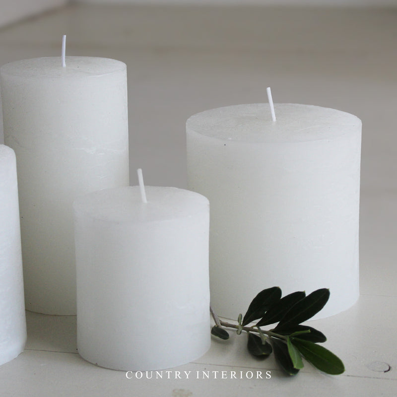 White Rustic Pillar Candle - Multiple Sizes