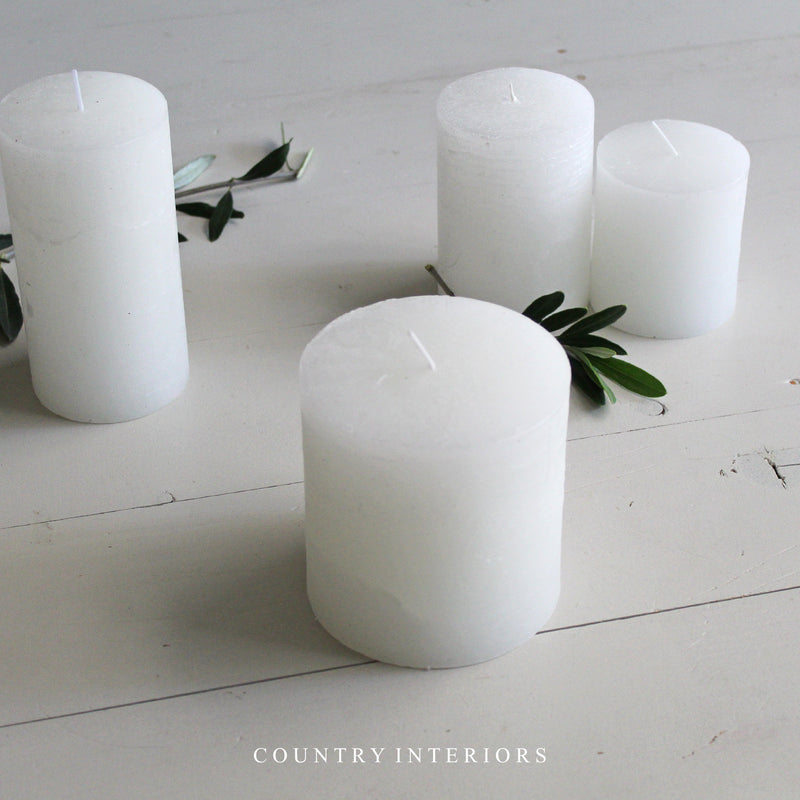 White Rustic Pillar Candle - Multiple Sizes