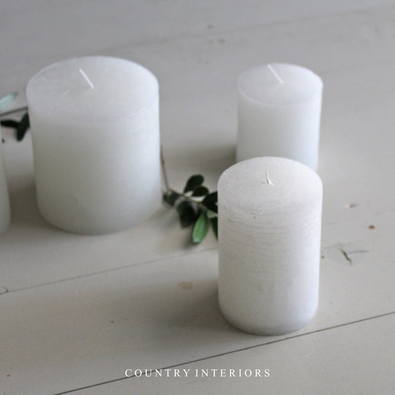 White Rustic Pillar Candle - Multiple Sizes