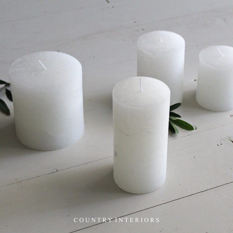White Rustic Pillar Candle - Multiple Sizes