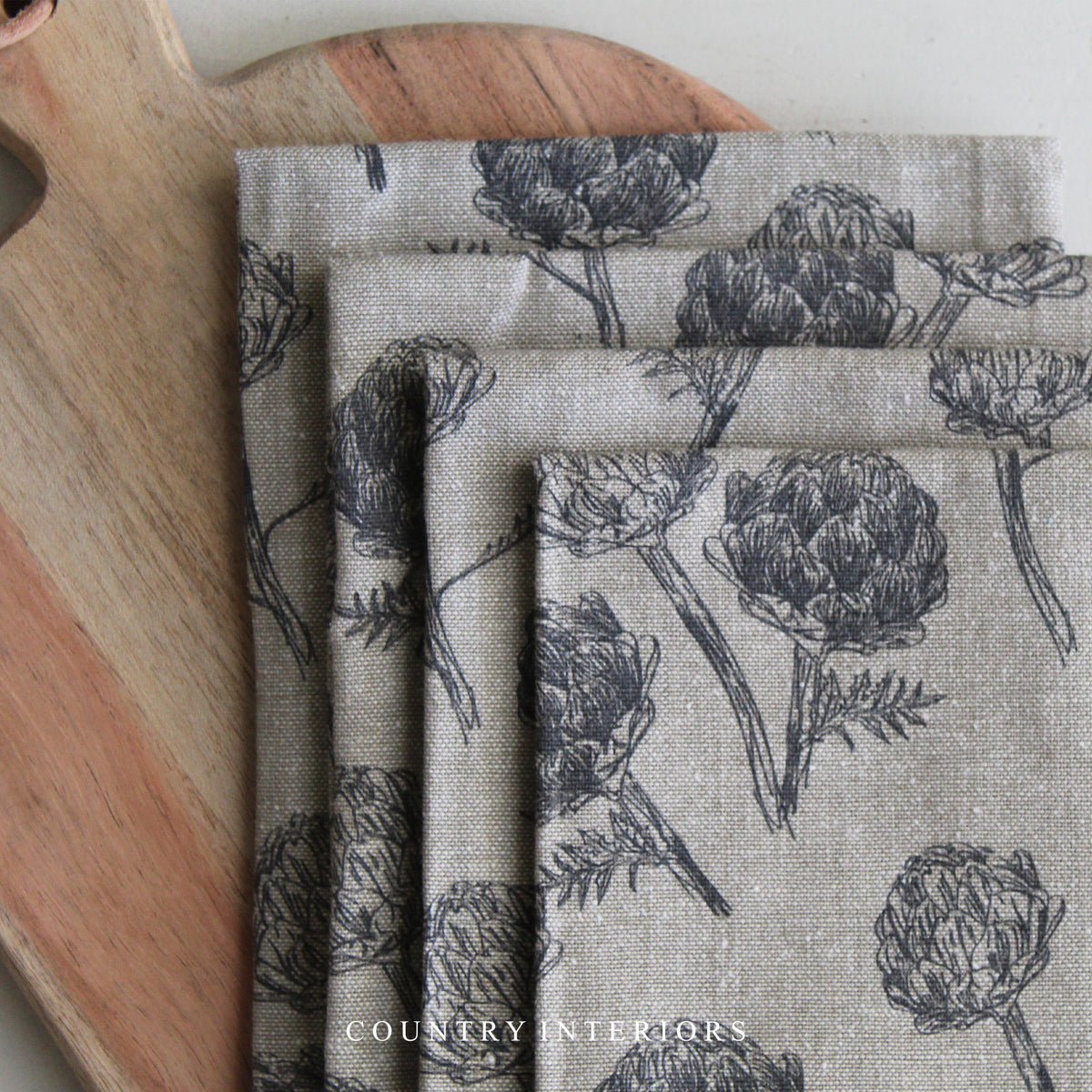 Artichoke Napkins in Charcoal - Set of Four