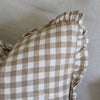 Natural Gingham Ruffle Cushion Feather Inner