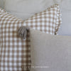 Natural Gingham Ruffle Cushion Feather Inner