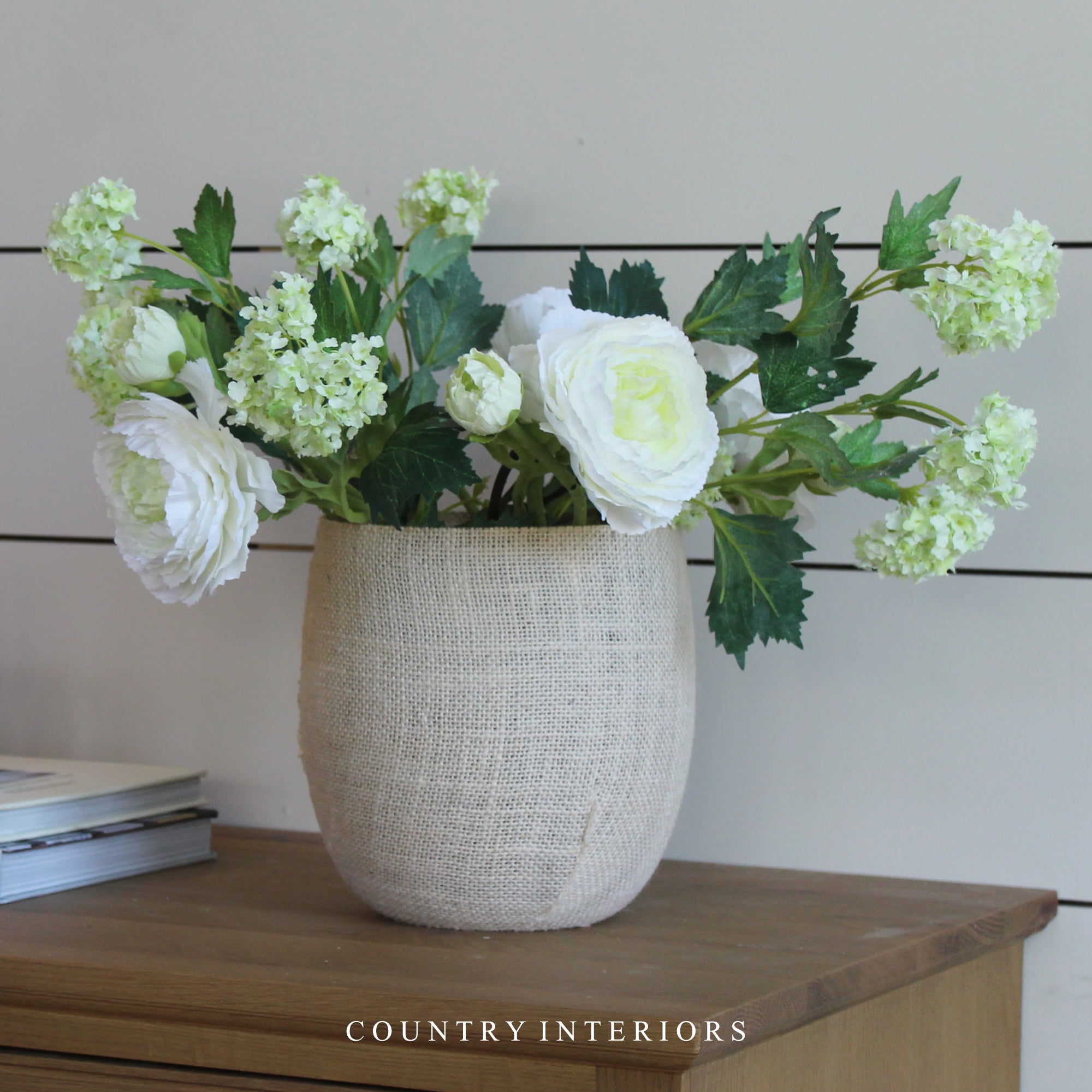 Faux Snowball Viburnum Spray in Lime - 80cm