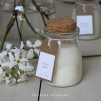 Milk Glass Candle - Fresh Linen