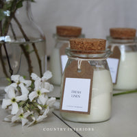 Milk Glass Candle - Fresh Linen