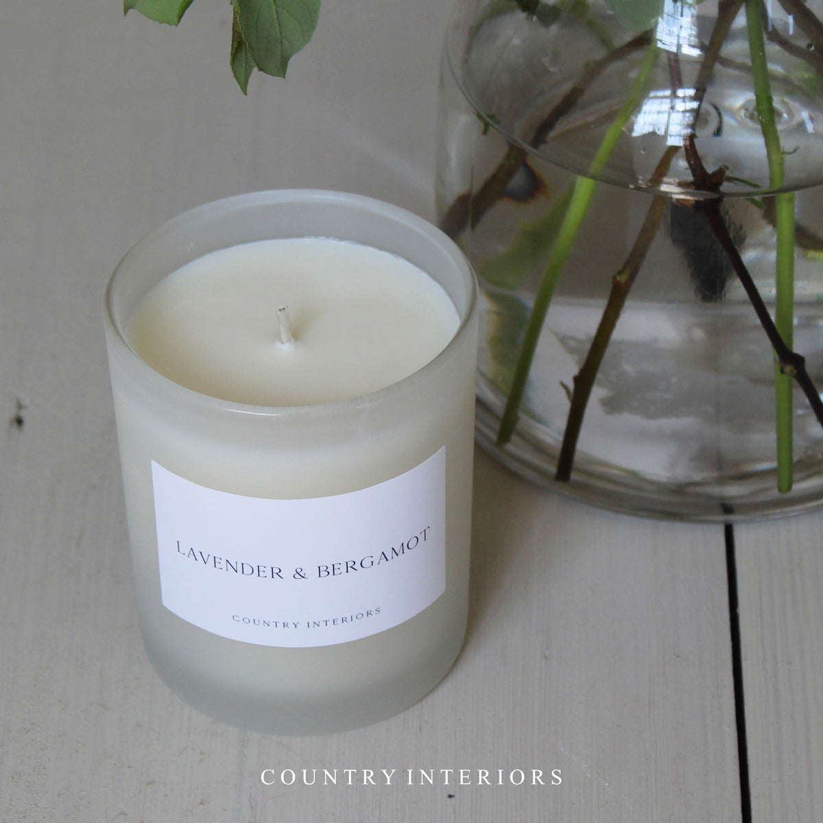 Frosted Glass Candle - Lavender and Bergamot