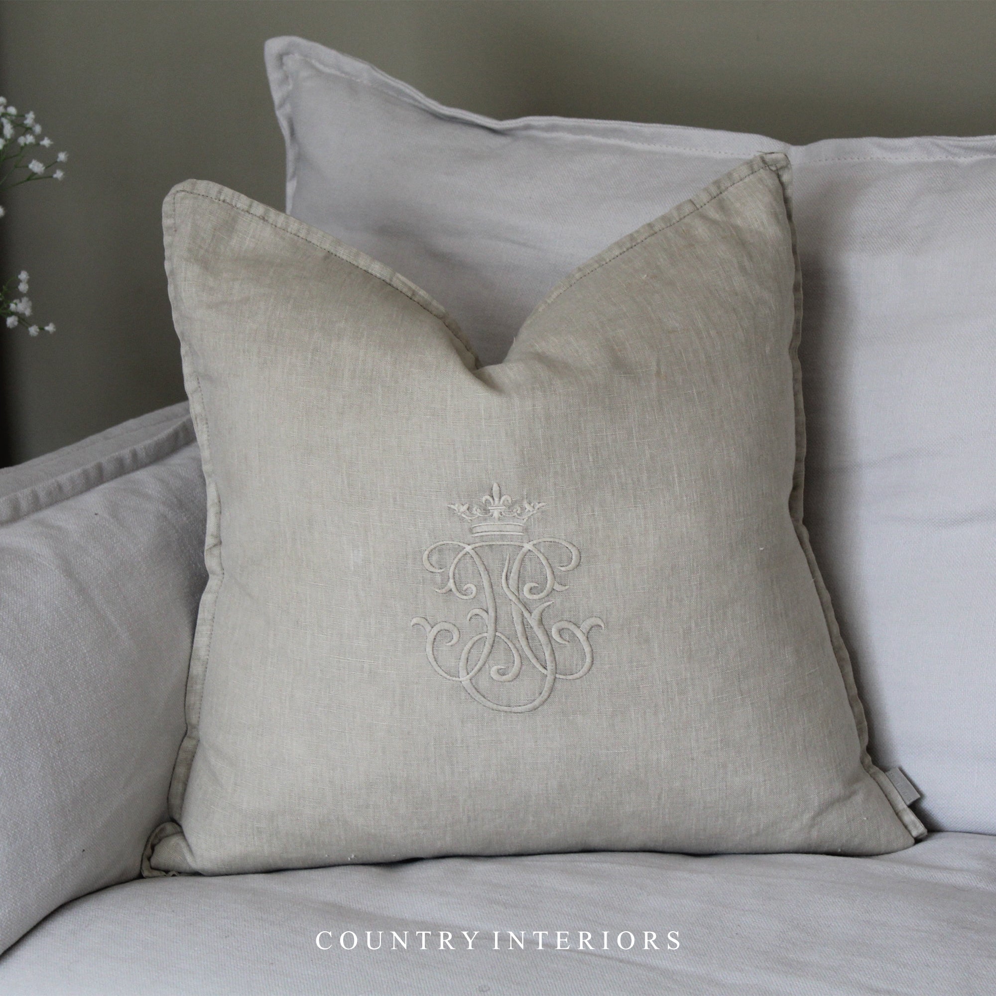 Crown Cushion in Ecru - 50x50cm