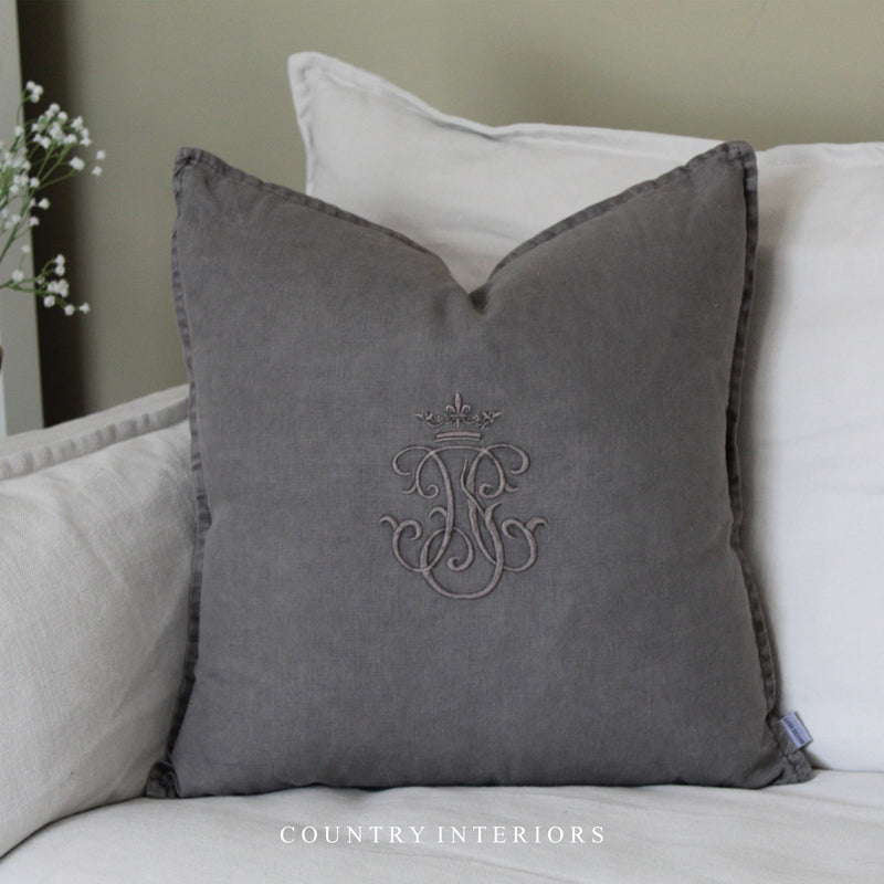 Crown Cushion in Grey - 50x50cm