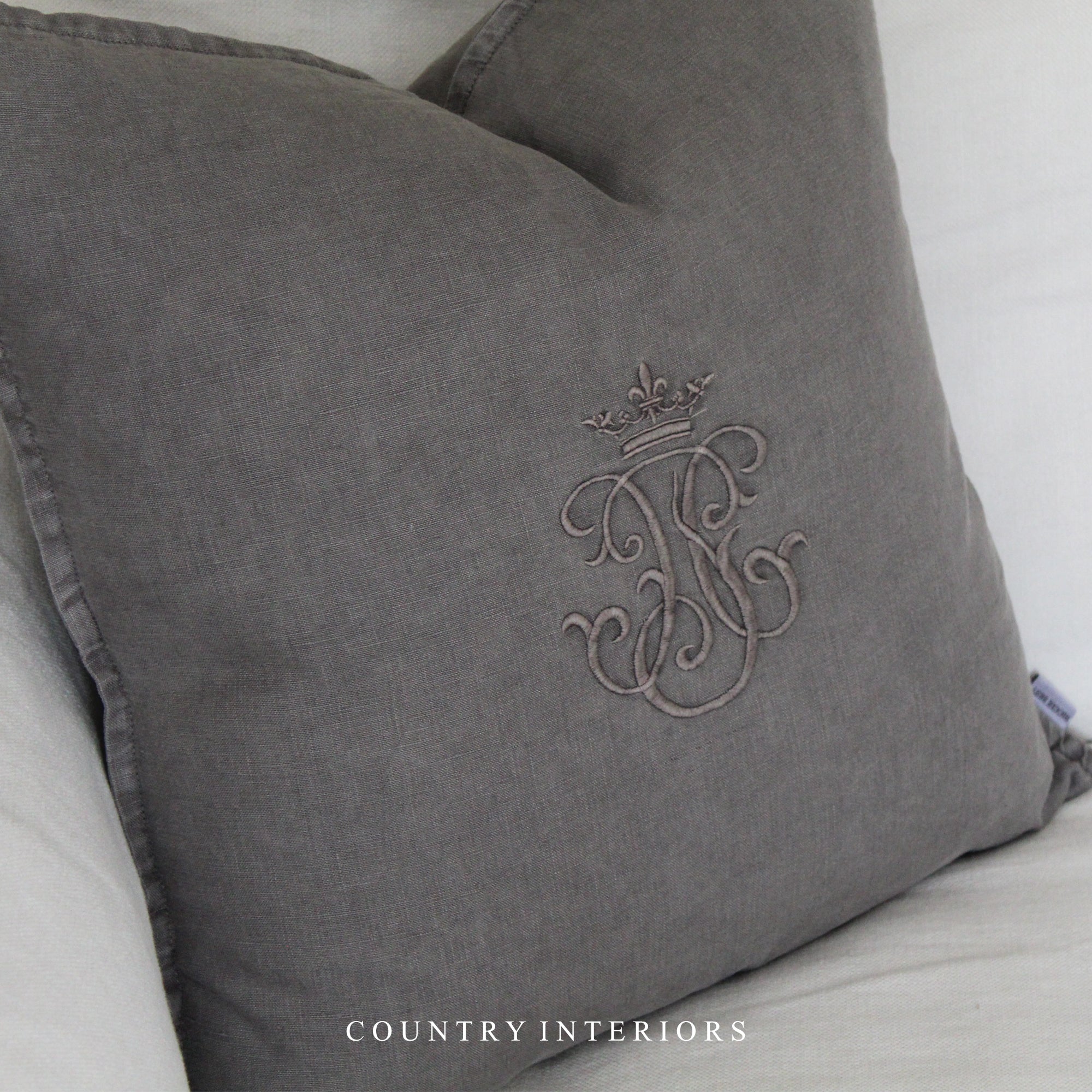 Crown Cushion in Grey - 50x50cm