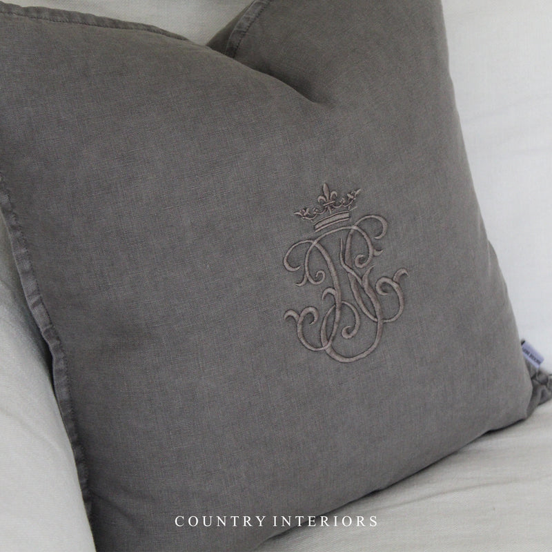Crown Cushion in Grey - 50x50cm