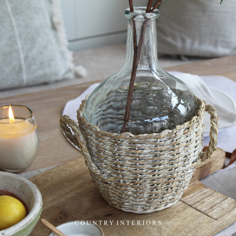 Glass Vase in Seagrass Basket