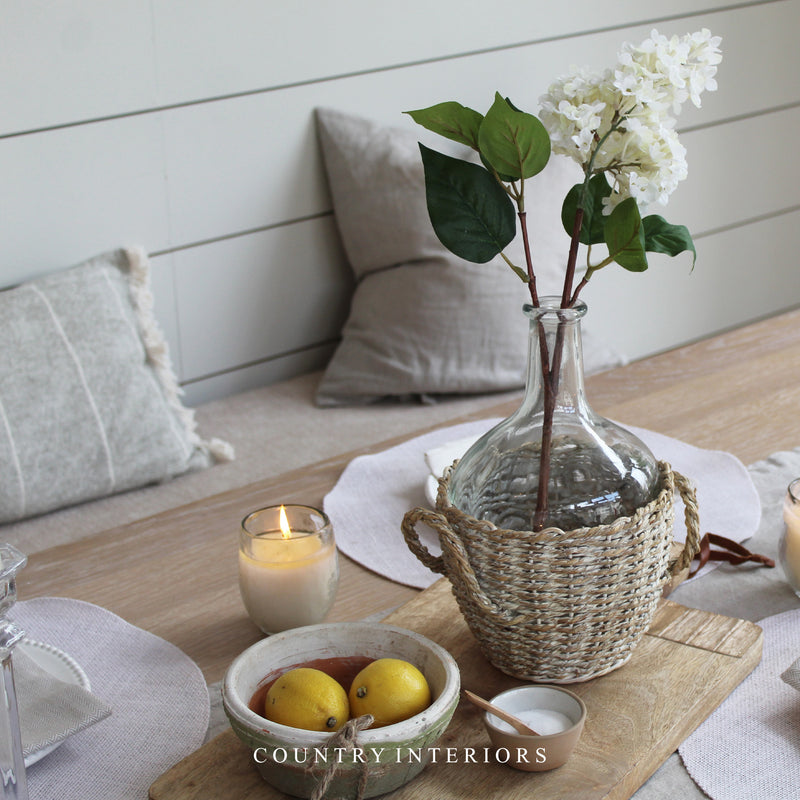 Glass Vase in Seagrass Basket