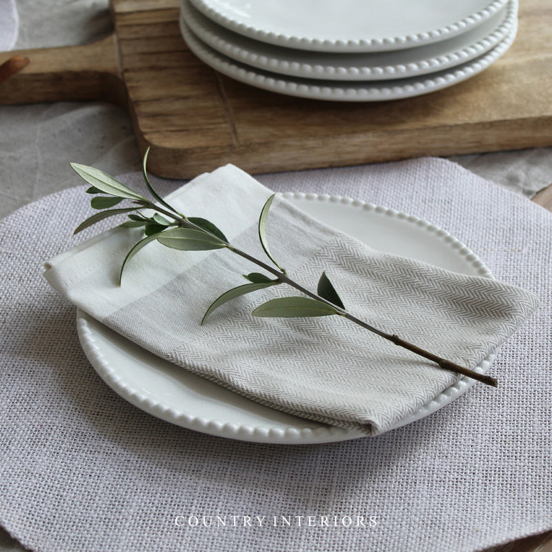 Herringbone Napkins in Taupe - Set of Four