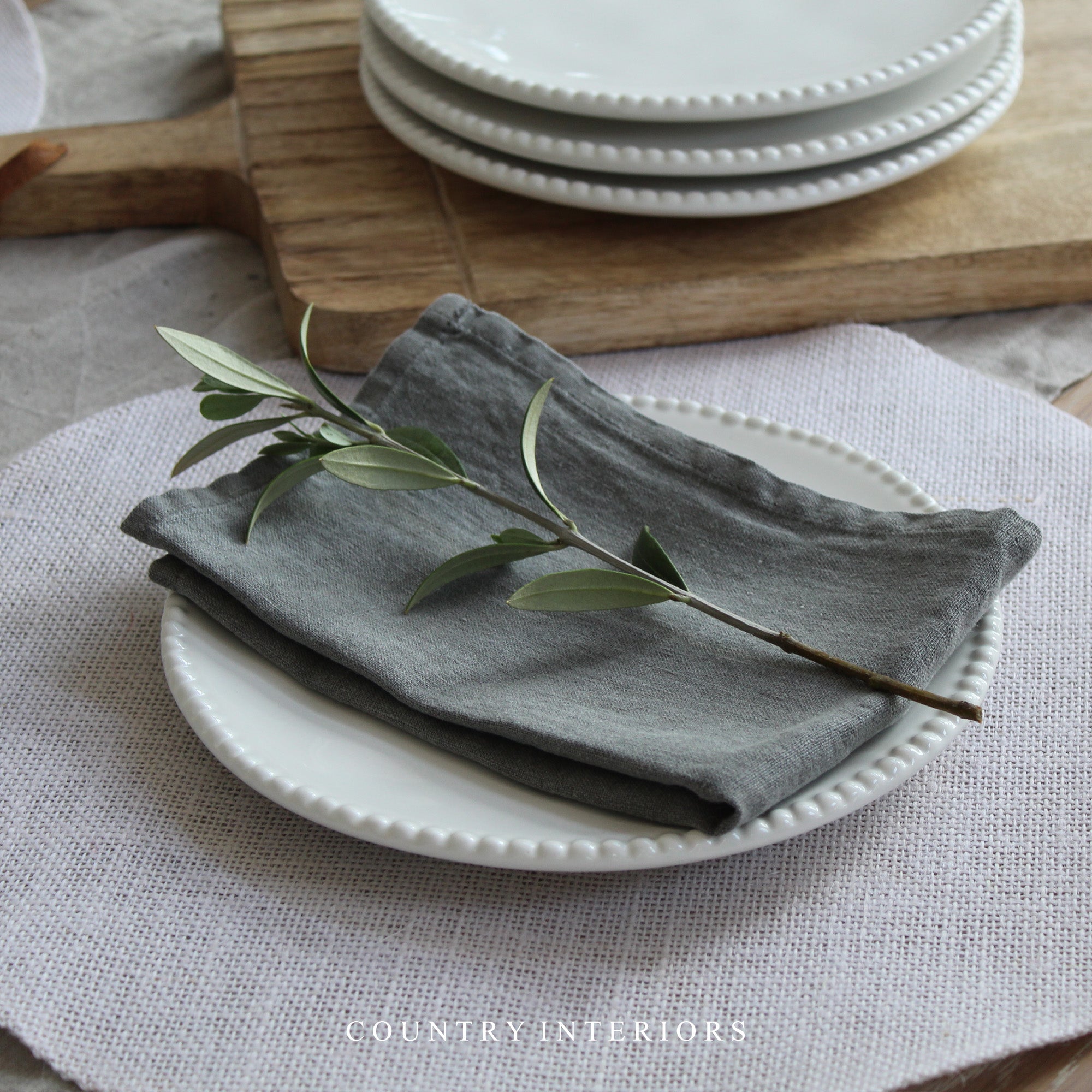 Stonewashed Linen Napkin in Charcoal - Set of Four