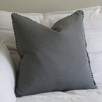 Lace Edge Green Linen Cushion - 50x50cm