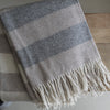 Pure Wool Throw with Natural & Grey Stripe  - 130x180cm