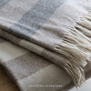 Pure Wool Throw with Natural & Grey Stripe  - 130x180cm